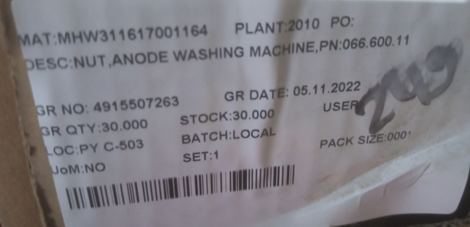 NUT,ANODE WASHING MACHINE,PN:066.600.11 - mjvaluemart