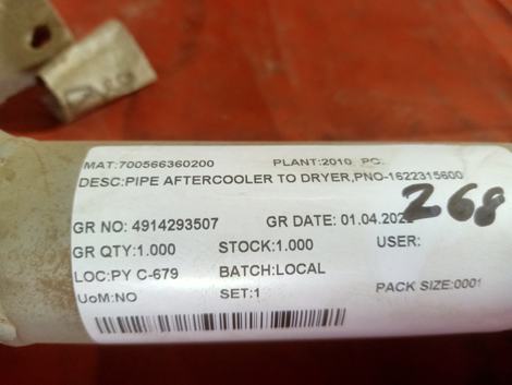 PIPE AFTERCOOLER TO DRYER,PNO-1622315600 - mjvaluemart